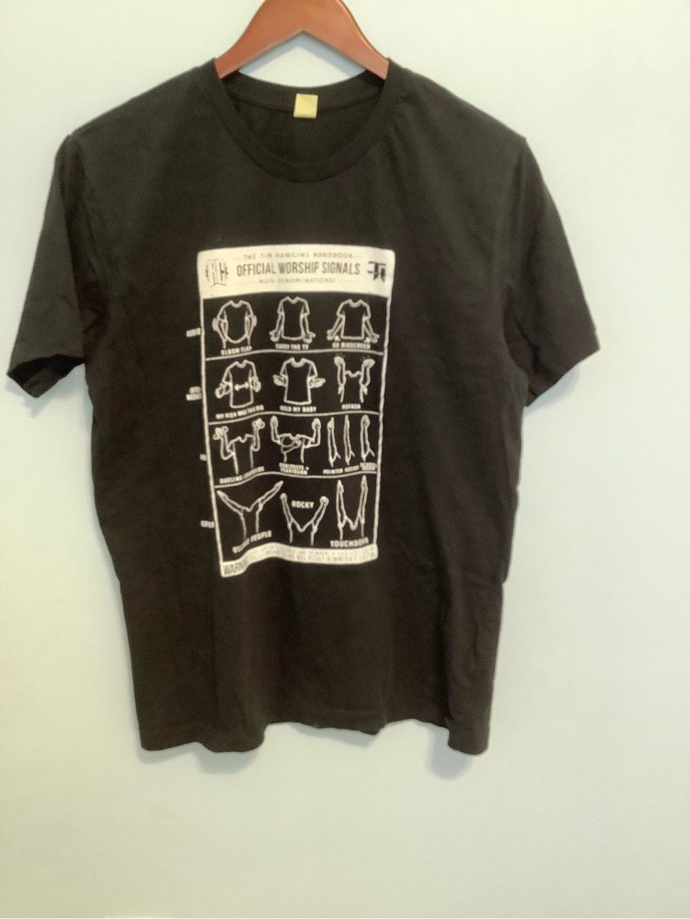 Tim Hawkins "Official Worship Signals" Black Graphic T‑Shirt Medium